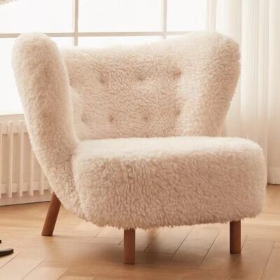 Ghế Sofa Lười Nhung Thịt Cừu Trắng Ins Phong Cách Lưới Đỏ Phong Cách Ban Công Cổ Sang Trọng Ghế Bắc Âu Phòng Ngủ Ghế Đơn