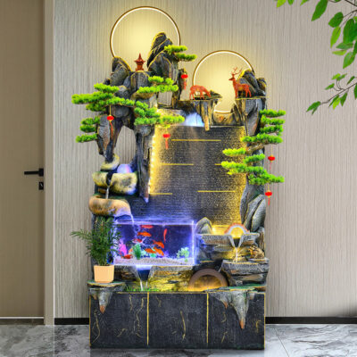 Non bộ và nước chảy bể cá trang trí cảnh quan phòng khách hiên nước bức tường rèm từ sàn đến trần trang trí làm giàu khai trương văn phòng