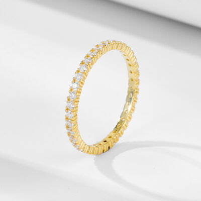 Nhẫn đính kim cương toàn bộ bằng bạc sterling vi khảm zircon thời trang đơn giản theo phong cách Âu Mỹ ins phù hợp với tấm đeo nhẫn gió nhẫn trang sức