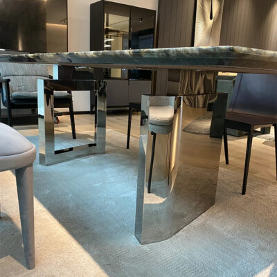 Bàn ăn bằng đá cao cấp màu xanh ngọc bích sapphire đá cẩm thạch tự nhiên hình chữ nhật cao cấp Đẹp nhà hàng sang trọng bàn ăn bằng đá tự nhiên sang trọng