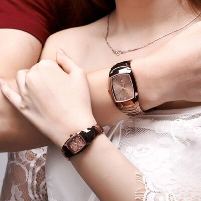 Đồng hồ đôi tặng đồng hồ nữ bạn trai chính hãng chống nước dạ quang lịch giả thép vonfram nam thạch anh tính khí siêu mỏng