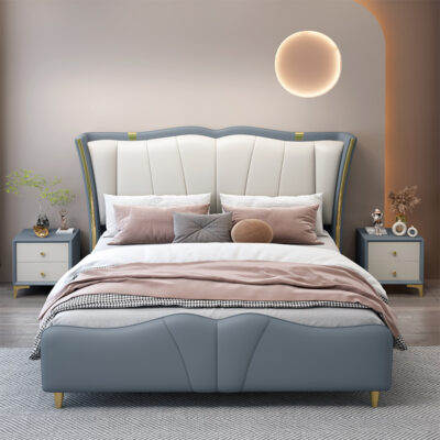 2023 mới của Ý ánh sáng sang trọng ba lớp vải công nghệ nano giường vải tối giản hiện đại giường gỗ đặc lưới vải đỏ giường đôi