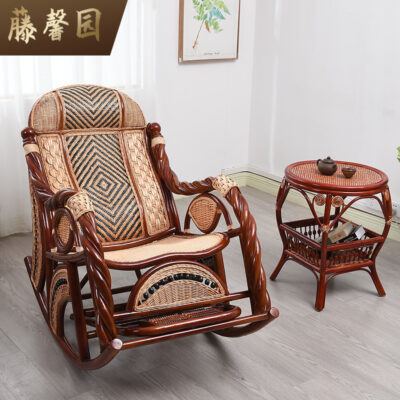 Bán buôn ngoài trời mây thật ghế bập bênh ngồi có thể ngả người lớn cao cấp người già mây dệt nhà giải trí giải trí ban công ngủ trưa ghế