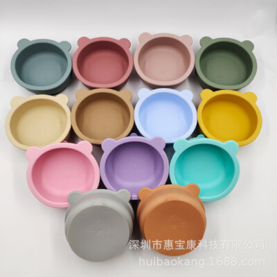 2021 Mới Bán Chạy Nhất Cho Bé Bát Hút Silicone Trẻ Em Gấu Bát Ăn Thực Phẩm Cho Bé Ăn Bộ Đồ Ăn