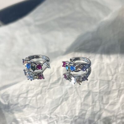 Hoa tai nhỏ zircon màu sắc tinh tế của Hàn Quốc nhấn màu độc đáo hàng kim cương khóa tai độc đáo dành cho nữ cảm giác thiết kế cao cấp