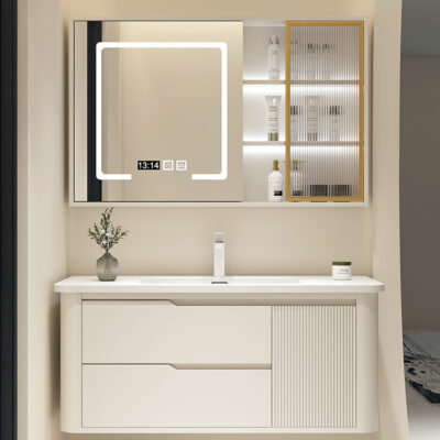 Phong cách kem Corian tích hợp tủ chậu rửa phòng tắm chậu rửa tủ phòng tắm kết hợp chậu rửa tối giản hiện đại