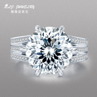 Rumble Gold 2023 Mới 925 Bạc 10 Carat Kim Cương Carbon Cao Cấp Pháo Hoa Cắt Châu Âu Và Châu Mỹ Sang Trọng Siêu Flash Nhẫn Cầu Hôn