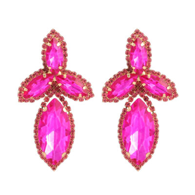 Bông tai thủy tinh trong suốt hình học mới sáng bóng nữ khí chất thanh lịch thiết kế đa năng cảm giác bán buôn xuyên biên giới