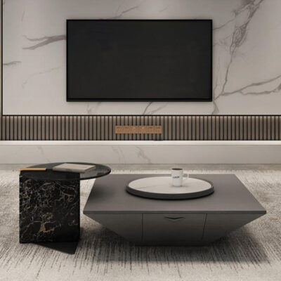 2023 Đèn Mới Sang Trọng Vuông Bàn Cà Phê Ngược Tam Giác Treo Hiện Đại Tối Giản Đá Đĩa Bàn Xoay Phòng Khách Nhà Căn Hộ Nhỏ