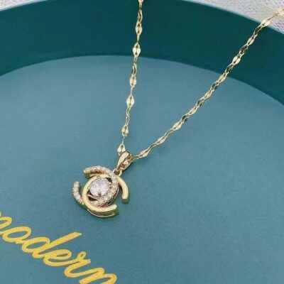 LOVSKAYA / Luo Kaya thép titan vòng cổ Q006 ánh sáng sang trọng siêu cổ tích thép titan đôi c zircon vòng cổ