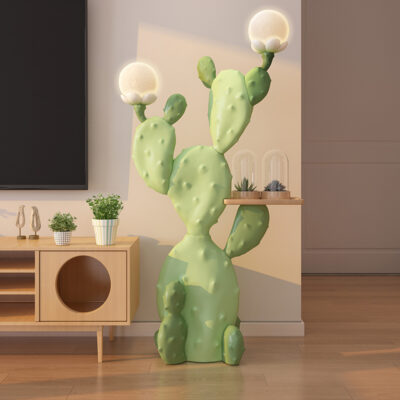 Dopamine xương rồng lớn từ sàn đến trần trang trí ghế sofa phòng khách bên cạnh đèn trang trí nhà cây xanh món quà tân gia