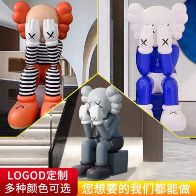 Người nổi tiếng trên Internet tư thế ngồi búp bê bạo lực gấu hạ cánh trang trí lớn hoạt hình điêu khắc trung tâm mua sắm cửa hàng quần áo cửa hàng cắt tóc check-in trang trí