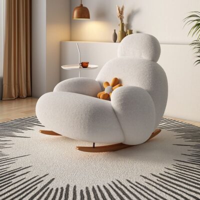 Bắc Âu lớn màu trắng ghế lưới màu đỏ dễ thương sofa nhỏ đơn bập bênh kem phong cách sofa lười đơn giản ban công đạp