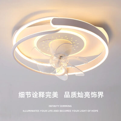 Đèn quạt phòng ngủ toàn phổ hiện đại phong cách tối giản phòng khách nhà hàng cá tính sáng tạo loại đèn tích hợp đèn chùm quạt