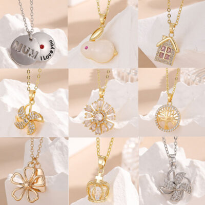 Đồng Zircon Micro Dát Vàng Thật 18K Xoay Giải Nén Vòng Cổ Lưới Đỏ Phong Cách Thích Hợp Thiết Kế Mặt Dây Chuyền Vòng Cổ Cao Cấp