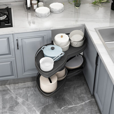 Góc rổ kéo tủ bếp giá để đồ đa năng kệ góc xoay đĩa bay quái vật nhỏ
