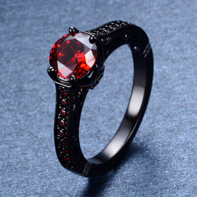 Wish AliExpress xuyên biên giới cung cấp mới khảm kim cương đỏ mạ điện súng vòng đen Âu Mỹ phổ biến nữ trang sức