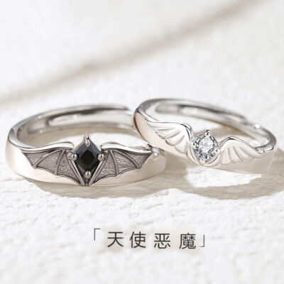 Cuốn Sách Nhỏ Màu Đỏ Mới Thiên Thần Và Ác Quỷ Nhẫn Đôi Ins Nam Nữ Một Cặp Nhẫn Sinh Viên CP Bạn Gái quà Tặng