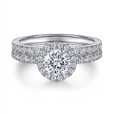 Nhẫn Cưới Bộ Nhẫn Nữ Kết Hợp Bộ Zircon Bạc 925 Nhẫn Âu Mỹ Trang Sức Bán Buôn