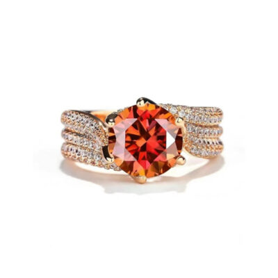 Bán Sanshi Love Sang Trọng 3 Carat Vòng Lựu Đá Zircon Màu Kho Báu Sáu Móng Hàng Kim Cương Nhẫn Cưới cao Cấp Nhẫn