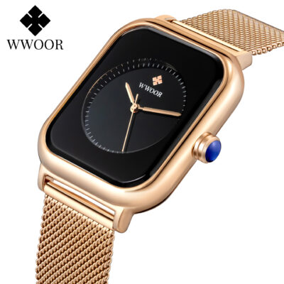 WWOOR Grip Love 8873W Đồng hồ đeo tay nữ thời trang cổ điển thanh lịch Ánh sáng sang trọng Mặt vuông thạch anh chống nước Đồng hồ nữ