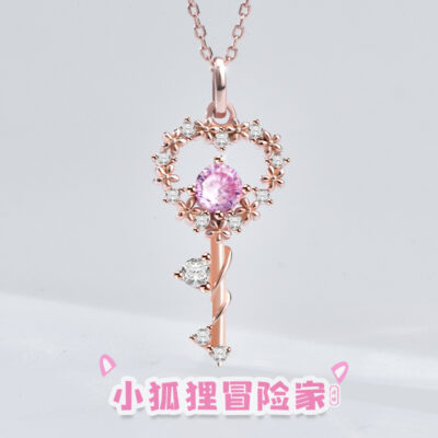 Hốc thiết kế ban đầu hồng zircon mặt dây trang sức cha mẹ-con câu chuyện cổ tích phần công chúa con cáo nhỏ vòng cổ nữ cảm giác sang trọng