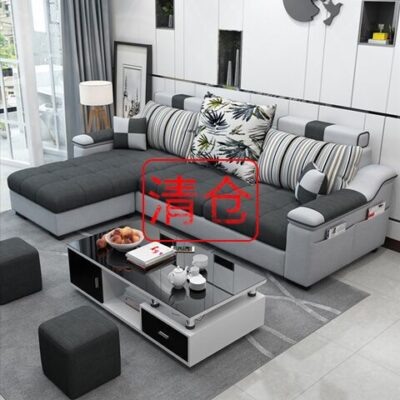 Sofa vải căn hộ nhỏ phòng khách đầy đủ tiện nghi cho thuê nhà tiết kiệm đơn giản hiện đại phù hợp với sofa kết hợp