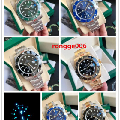 Thương mại nước ngoài Đồng hồ cơ Laojia Green Water Ghost Đồng hồ cơ Yacht Coke Circle Log Panda Di Đồng hồ cơ hoàn toàn tự động