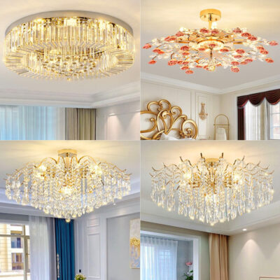 Ánh sáng đèn trần pha lê sang trọng phòng khách hậu hiện đại đèn chính bầu không khí đơn giản nhà hàng đèn pha lê Bắc Âu lưới đèn phòng ngủ màu đỏ