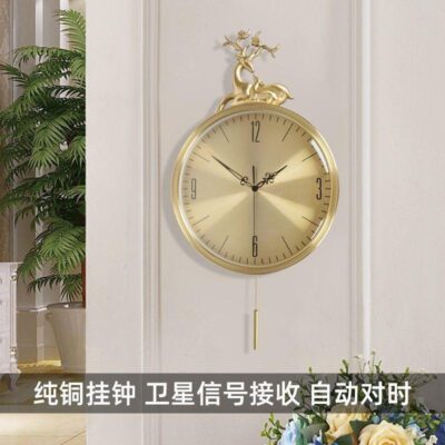 Ánh sáng cao cấp sang trọng đồng nguyên chất đồng hồ đồng hồ treo tường tất cả đồng phòng khách tắt tiếng đồng hồ đồng hồ thời trang treo tường nhà đồng hồ treo tường