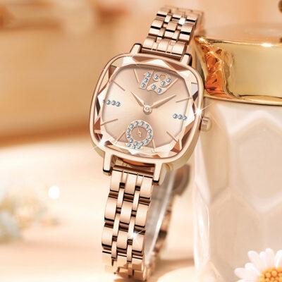 Điểm cắt kính vuông đồng hồ nữ thạch anh chống thấm nước kim cương rung AliExpress một mảnh dropshipping