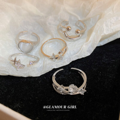 Ngôi Sao Kim Cương Đính Đá Zircon Mở Nhẫn Thời Trang Thiết Kế Đơn Giản Chỉ Số Nhẫn Đẹp Sang Trọng Đa Năng Tay Cao Cấp Trang Sức Nữ