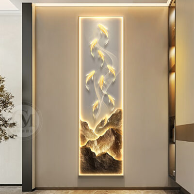 Ánh sáng hiện đại sang trọng chín con cá hình ảnh hiên nhà bức tranh trang trí cửa vào bức tranh tường may mắn hành lang lối đi dải hẹp bức tranh treo dạ quang