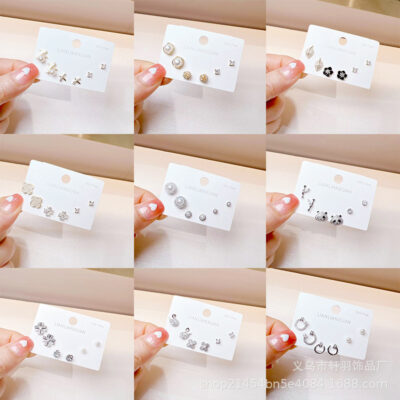 Bông tai ngọc trai phong cách retro hàn quốc bông tai bạc kim zircon trang sức nữ s925 bộ bông tai cao cấp bông tai bán buôn