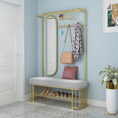 Móc treo phân thay giày một người có thể ngồi khách sạn kết hợp sắt rèn giá treo áo khách sạn hộ gia đình loại sàn