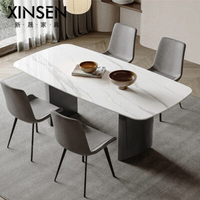 Bàn ăn và ghế đá tối giản kiểu Ý kết hợp Internet bàn ăn người nổi tiếng ánh sáng sang trọng hiện đại tối giản căn hộ nhỏ bàn ăn tối giản