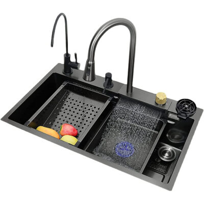Chậu rửa bát Raindance thác nước tích hợp vòi inox vòi chậu rửa đặt dưới quầy chậu rửa bát đơn lớn
