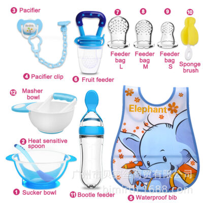 Bộ quà tặng sơ sinh Bộ 12 bát thìa món quà ngày lễ cho bé thực phẩm bổ sung công cụ tập ăn cho trẻ sơ sinh Bộ quà tặng