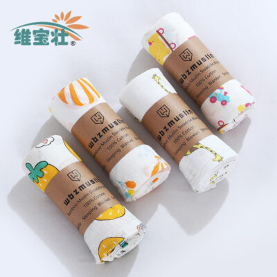 2 Lớp Cotton Gạc Quấn Khăn Quấn Khăn Cho Bé Khăn Tắm In Hình Hoạt Hình Tấm Che Nắng Xe Đẩy Bao Chăn
