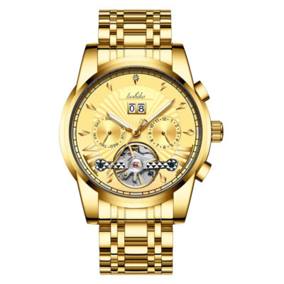 Douyin nổ sang trọng đồng hồ cơ tự động bánh đà rỗng đồng hồ nam chống nước dạ quang đồng hồ cao cấp