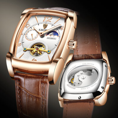 LIGE/Lige ngoại thương dành riêng cho đồng hồ cơ nam vỏ vuông đồng hồ tourbillon đồng hồ chống nước đa chức năng
