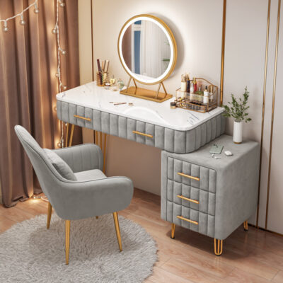 Bàn trang điểm phòng ngủ gia đình tủ đựng đồ tích hợp hiện đại tối giản bàn trang điểm nhỏ đèn bàn trang điểm lưới đỏ ins sang trọng