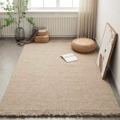 Thảm dệt phong cách wabi sabi nhẹ nhàng sang trọng cao cấp màu trơn sofa phòng khách bàn cà phê chăn phòng ngủ thảm sàn không dính chăn đầu giường