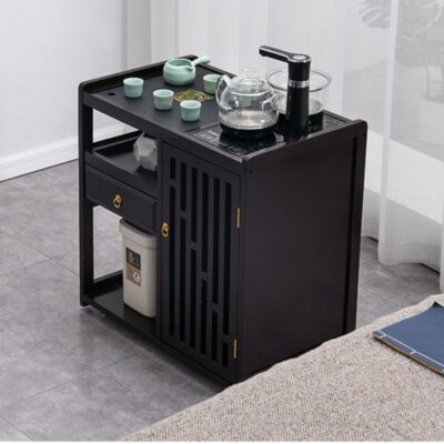 Bàn trà di động ban công nhà nhỏ xe đẩy trà có bánh xe bàn trà tủ trà gỗ nguyên khối pha trà ấm đun nước tích hợp bàn trà