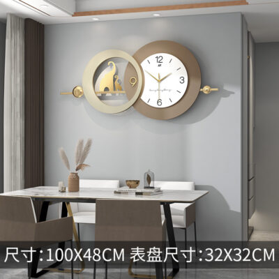 Người nổi tiếng Internet phong cách kem phòng khách đồng hồ nhà hiện đại tối giản Đồng hồ treo tường thời trang ánh sáng sáng tạo sang trọng trang trí đồng hồ treo tường