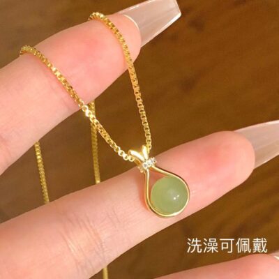 Túi may mắn vòng cổ tự nhiên dây chuyền cổ ánh sáng mặt dây chuyền thiết kế hốc sang trọng chuỗi xương đòn hợp thời trang phù hợp với tất cả các trận đấu đơn giản hỗ trợ phát sóng trực tiếp