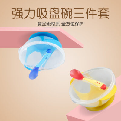Bộ cốc hút cho bé với Bộ thìa nhạy cảm với nhiệt độ Bộ đồ ăn dành cho trẻ em Bộ bát cho bé