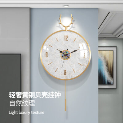 Hiện đại tối giản đồng hồ treo tường phòng khách nhà bằng đồng đồng hồ treo tường trang trí sáng tạo đồng hồ im lặng treo tường thời trang lưới đồng hồ thạch anh đỏ