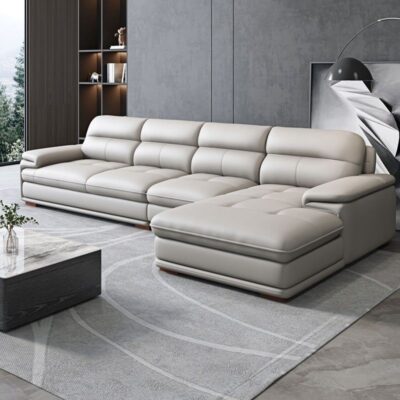 Sofa tối giản hiện đại lớp đầu da bò phòng khách căn hộ lớn và nhỏ kết hợp ghế sofa da nghệ thuật tối giản
