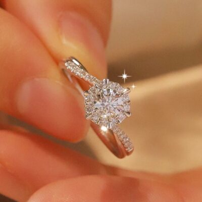 Nhà máy bán trực tiếp nhẫn bạc nữ diễn viên dệt moissanite nhẫn kim cương một carat sống miệng xoắn cánh tay nhẫn nữ nguồn trực tiếp
